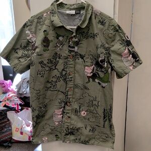 Disney Green Cartoon Print Men's Shirt